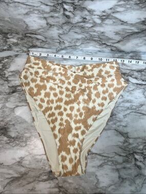 aerie Cream and Tan Animal Print High-Rise Bikini Bottoms
